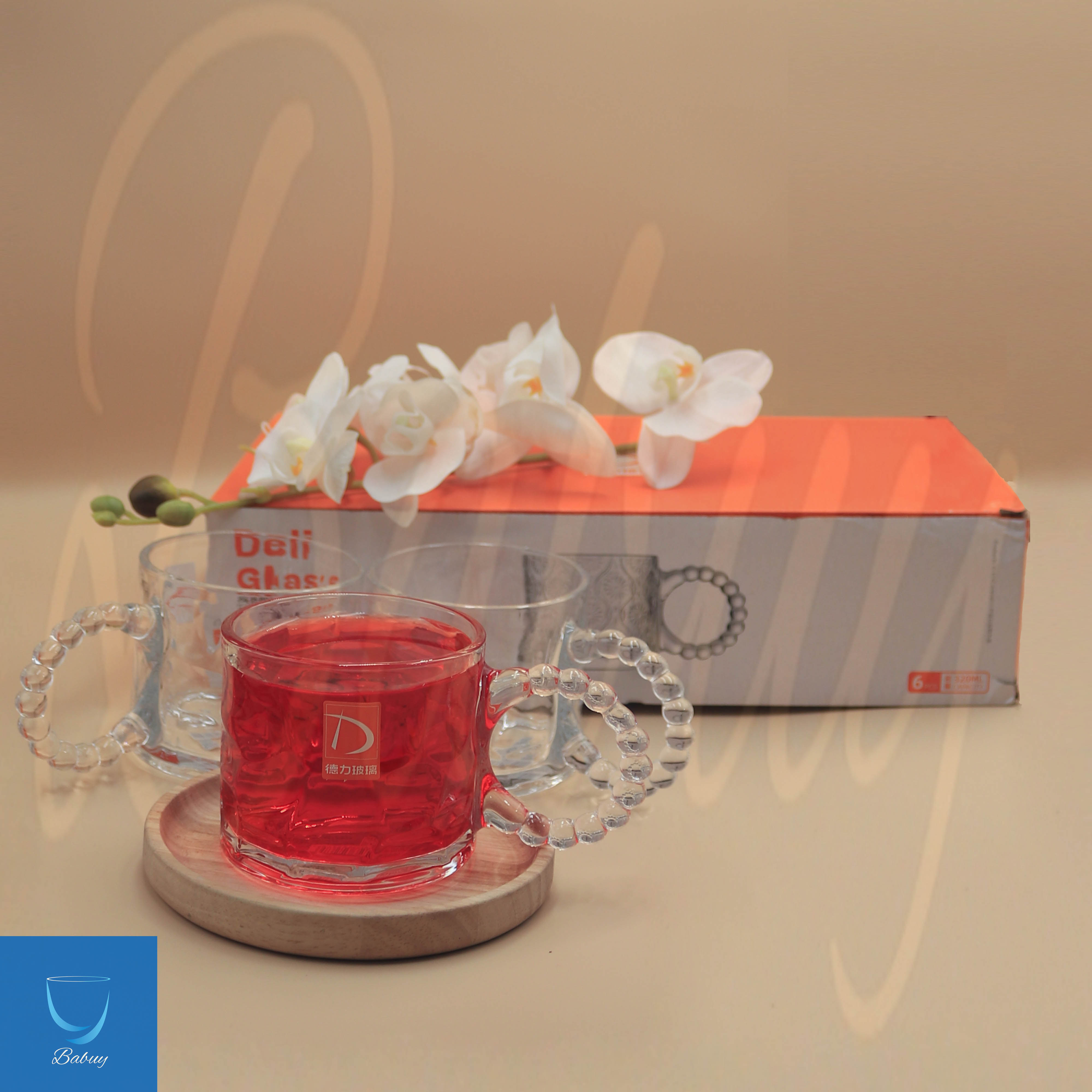 لیوان دلی مدل دسته مرواریدی کد 4301C شش عددی